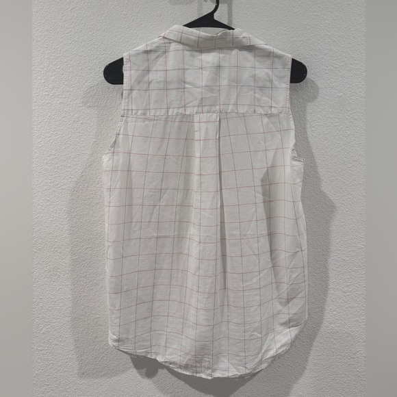 Frank & Eileen Fiona Sleeveless Button-Up Collared White Plaid Cotton Shirt XS - Picture 9 of 15
